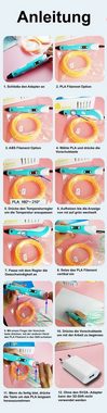 TPFNet 3D-Drucker-Stift DIY-Geschenk für Kinder 3D Stift für Kinder & Erwachsene mit USB Kabel, PLA Filamentstift mit LCD-Bildschirm - 3D Drucker Stift Farbe: Gelb