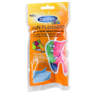 DenTek Zahnseide-Stick DenTek Kids Fun Flossers Zahnseide-Sticks 40er Pack Kinder Mundpflege, mit Frucht-Geschmack