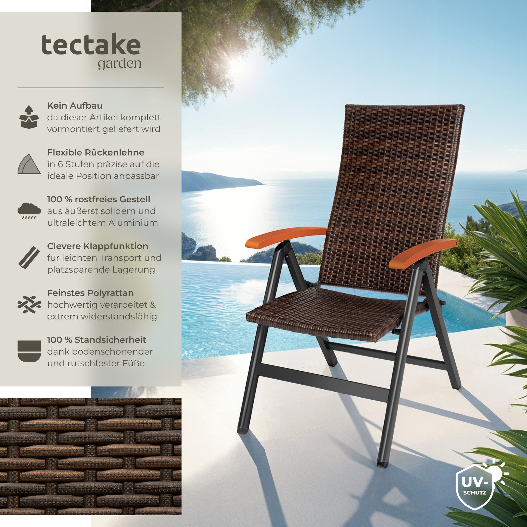 tectake Rattanstuhl Canberra (Set, 1 St), günstig online kaufen