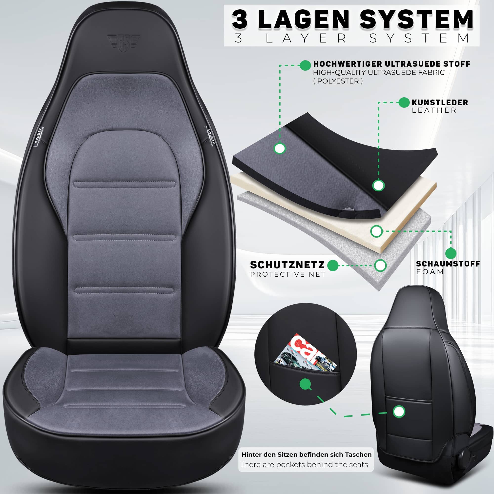 BREMER SITZBEZÜGE Autositzbezug für BMW X5 E70 Bj 2006-13 LT2, Set, 2-tlg., Schonbezüge Sitzbezüge Fahrer und Beifahrer, in Schwarz/Grau
