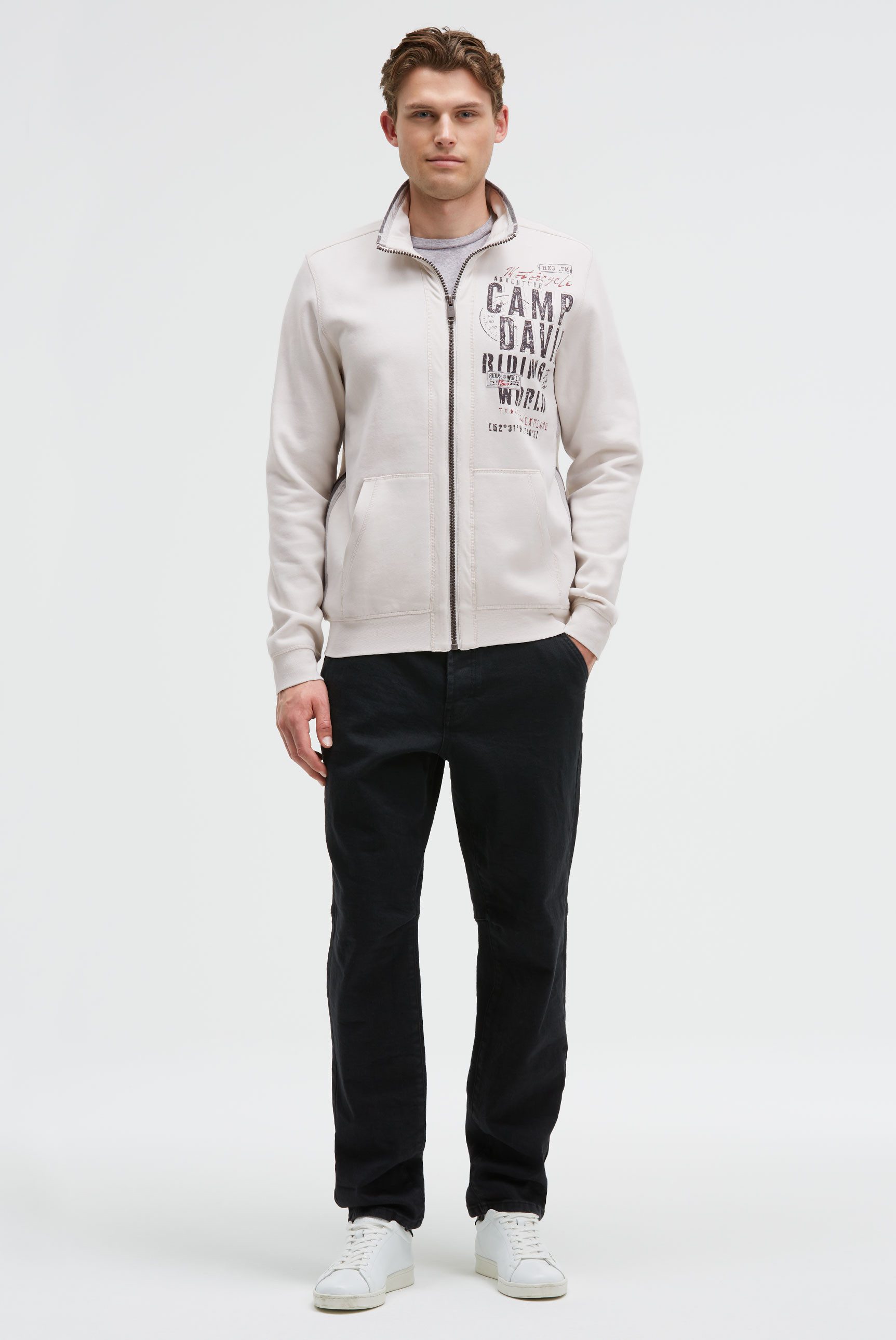 CAMP DAVID Sweatjacke mit Stehkragen