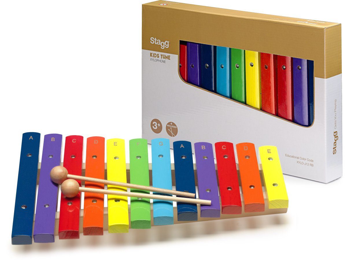 Glockenspiel XYLO-J12 RB Xylophone mit 12 farbcodierten Klangplatten mit zwei Ho...