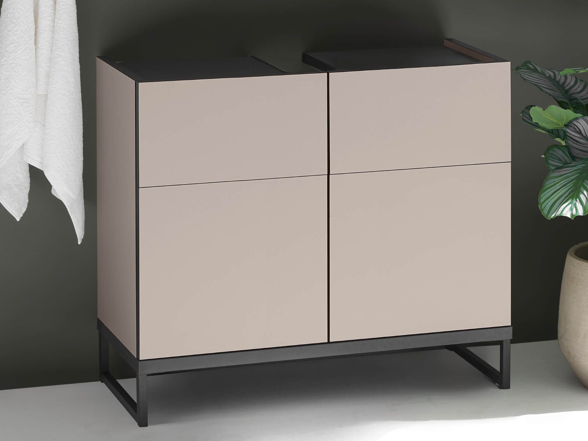 moebel-dich-auf Waschbeckenunterschrank VENEZIA (Badezimmer Unterschrank in kaschmir 80 cm breit)