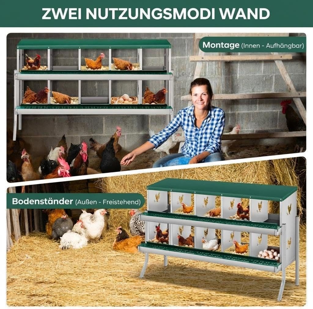 GarveeMore Hühnerstall Metall Rollnest Mit Eierablage Für Hühnerstall & Geflügelhaltung, Rollnest Mit Eierablage, Stabil Mit Standfüßen & Wandhalterung – Bild 4 von 5