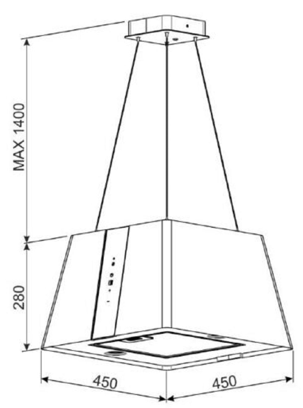 Baumann Inselhaube EVA EVA, Dunstabzugshaube 60cm Inselhaube 680m³/h Abluft Umluft schwarz
