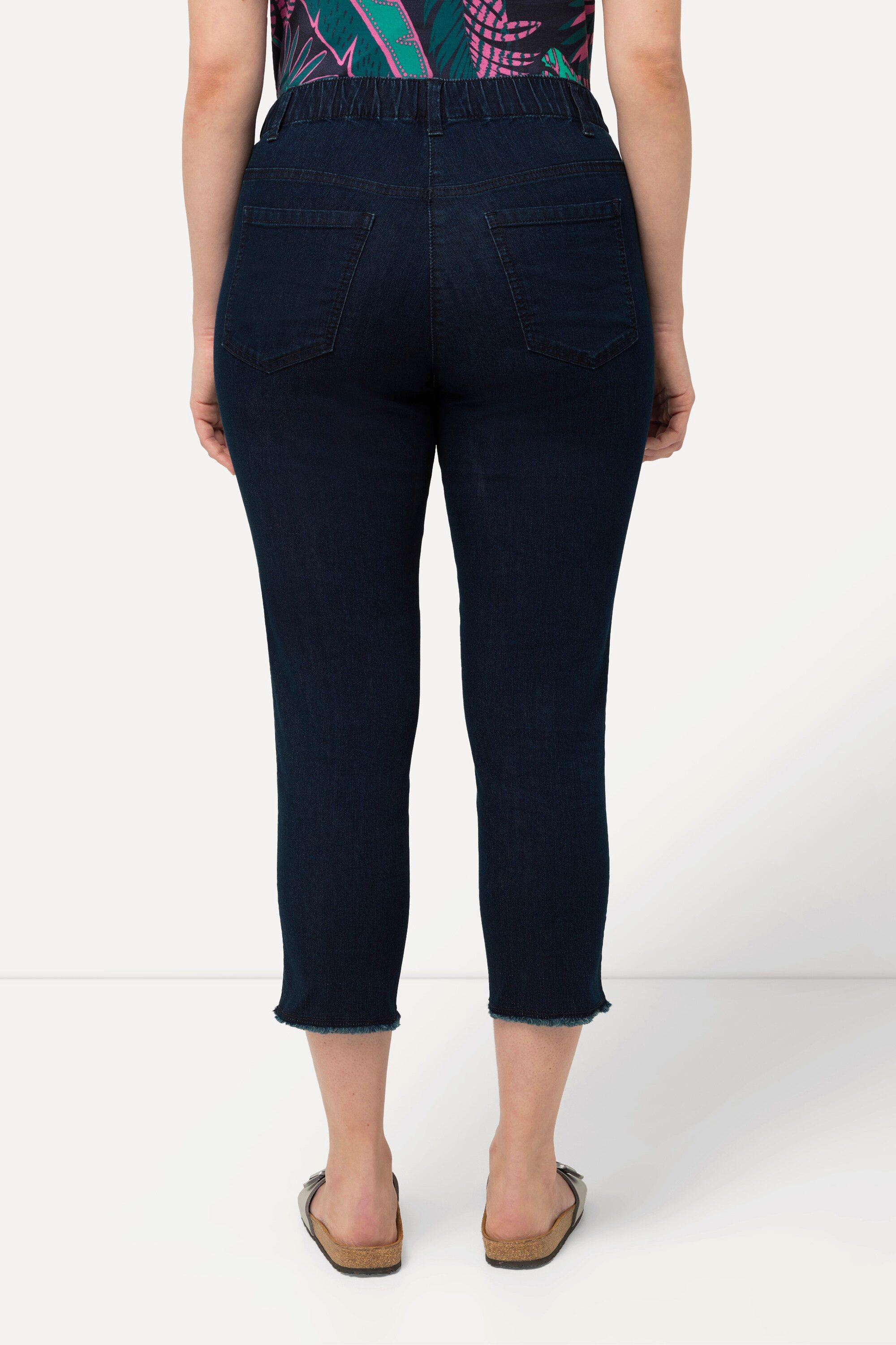 Ulla Popken Röhrenjeans 7/8-Jeggings Sienna Elastikbund Gürtelschlaufen