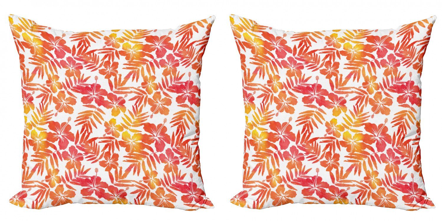 Kissenbezüge Modern Accent Doppelseitiger Digitaldruck, Abakuhaus (2 Stück), hawaiisch Hibiscus-Blumen-Kunst