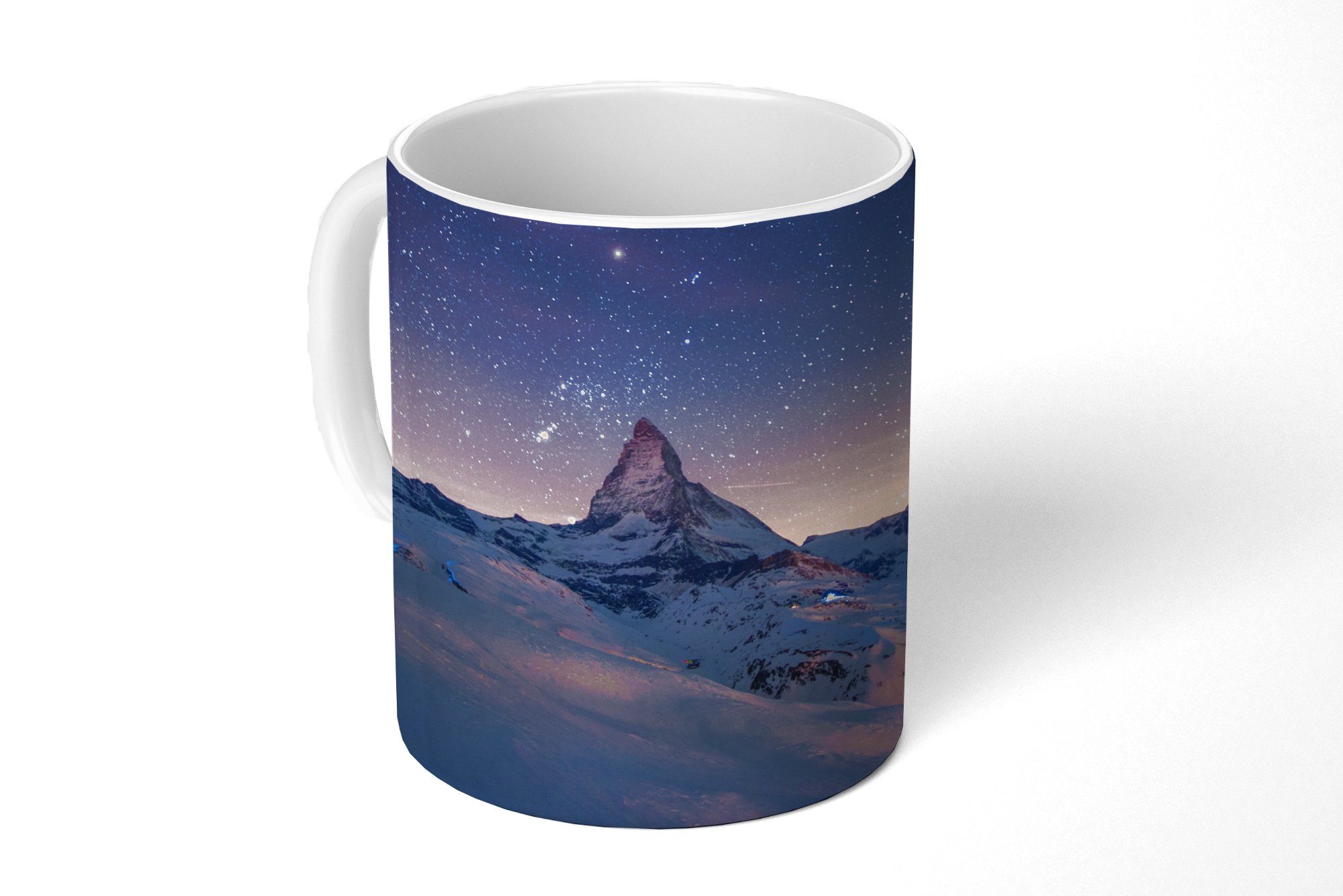 MuchoWow Tasse Nacht über der Landschaft im Winter des Schweizer Matterhorns, Keramik, Kaffeetassen, Teetasse, Becher, Teetasse, Geschenk
