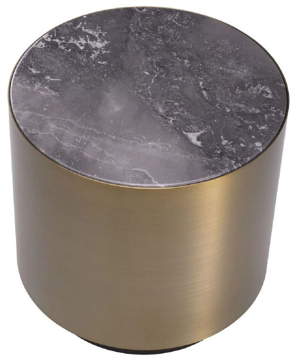 Möbel Tisch / Marmorplatte Runder Casa - Beistelltisch Luxus Grau Messingfarben Schwarz - cm Luxus Edelstahl mit Padrino / x Beistelltisch 50 Luxus - 50 Ø H. Qualität