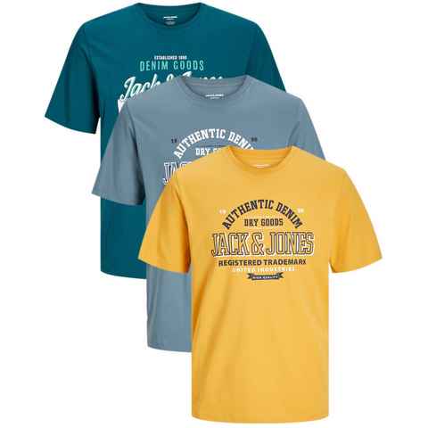 Jack & Jones T-Shirt Stilvolles Slim-Fit Shirt mit Printdruck (3er-Pack)
