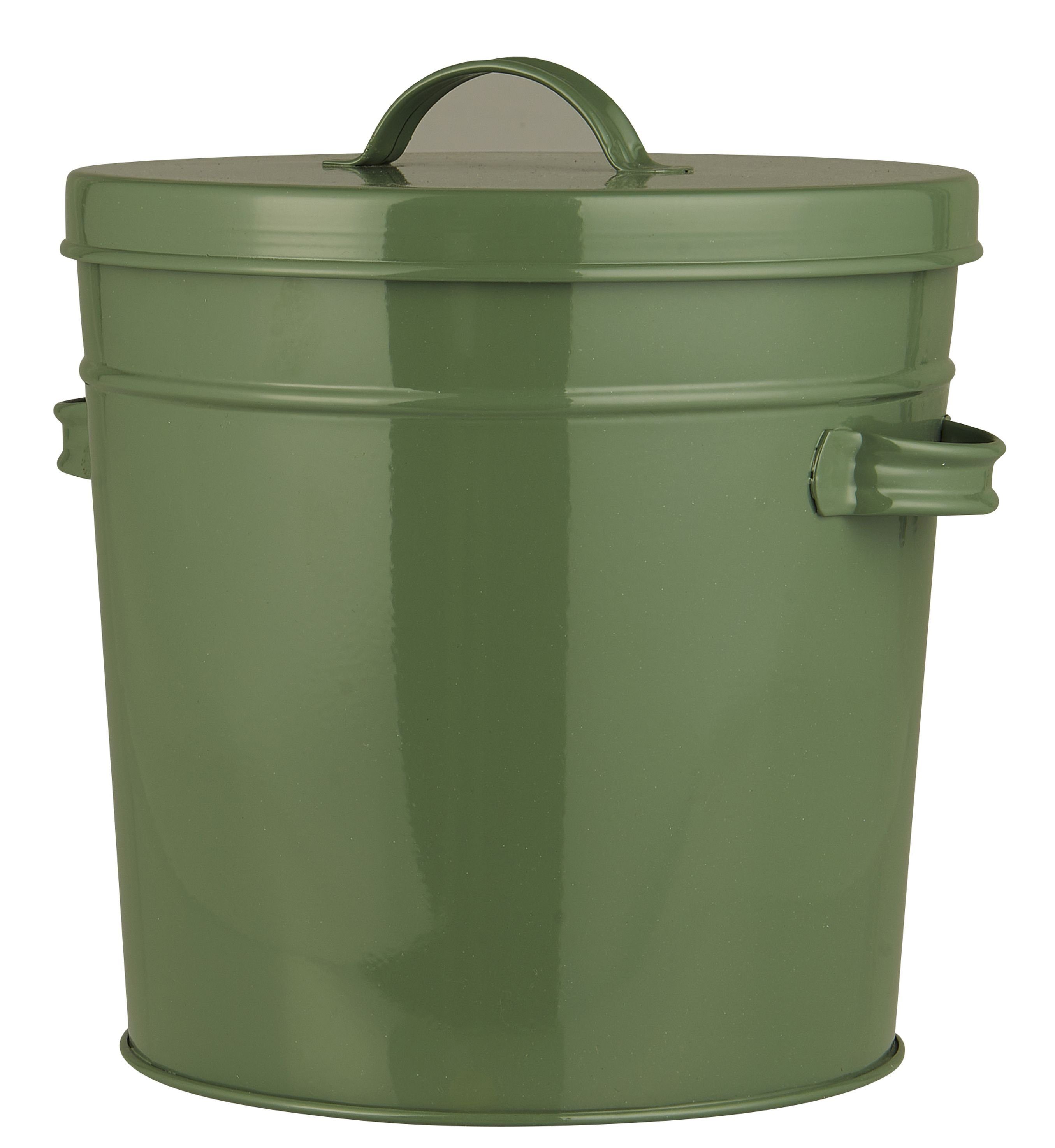 Ib Laursen Pflanzeinsatz Eimer mit Deckel Haushaltseimer Garteneimer 5 L Grün Metall Ib (Eimer mit Deckel)