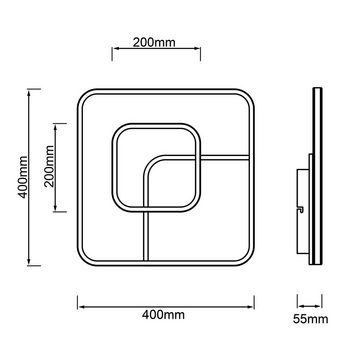 Brilliant Deckenleuchte Merapi, 3000K, Lampe, Merapi LED Deckenleuchte 40x40cm weiß/schwarz, 1x LED integrier