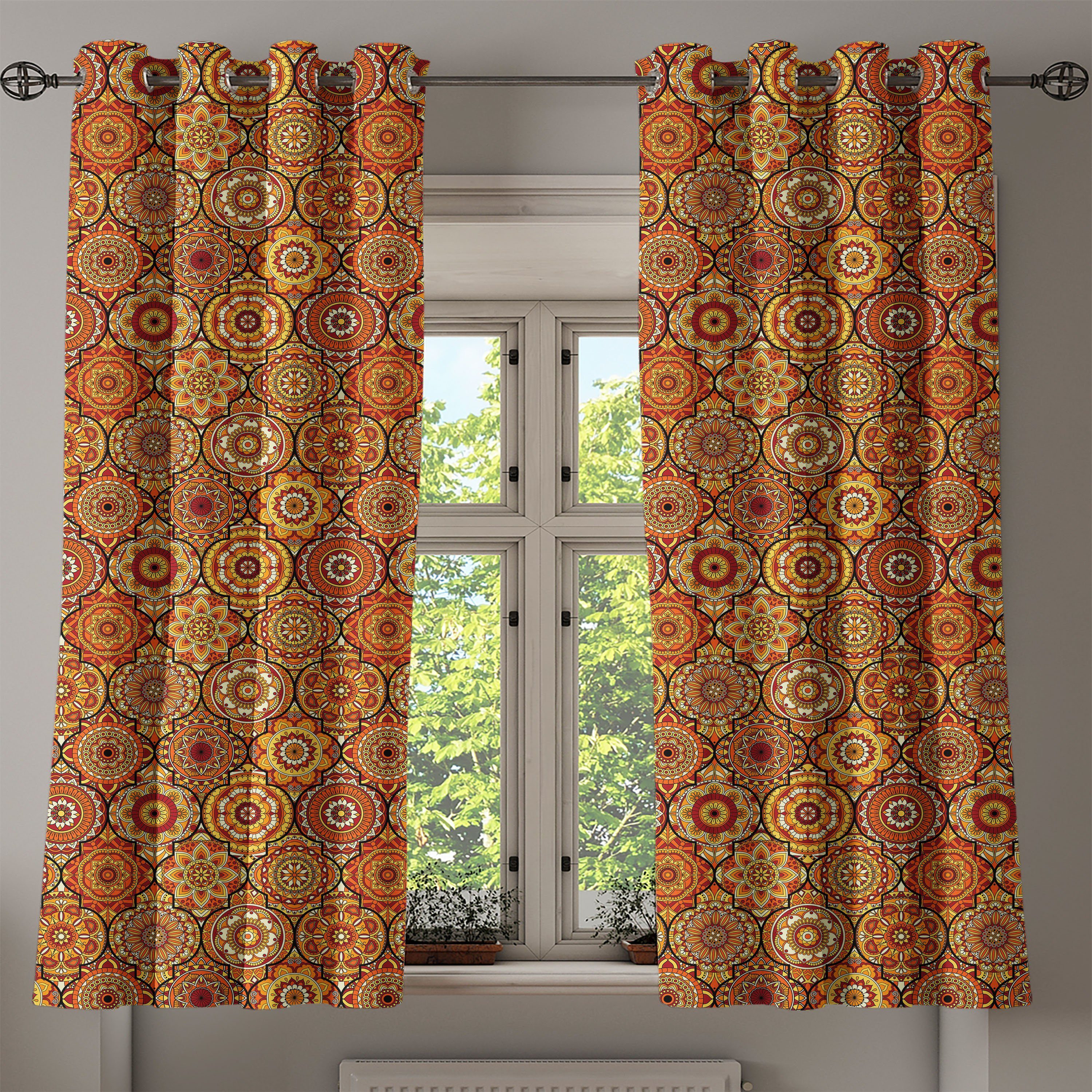Gardine Dekorative 2-Panel-Fenstervorhänge für Abakuhaus, man Schlafzimmer marokkanisch Wohnzimmer, Blumenmotive