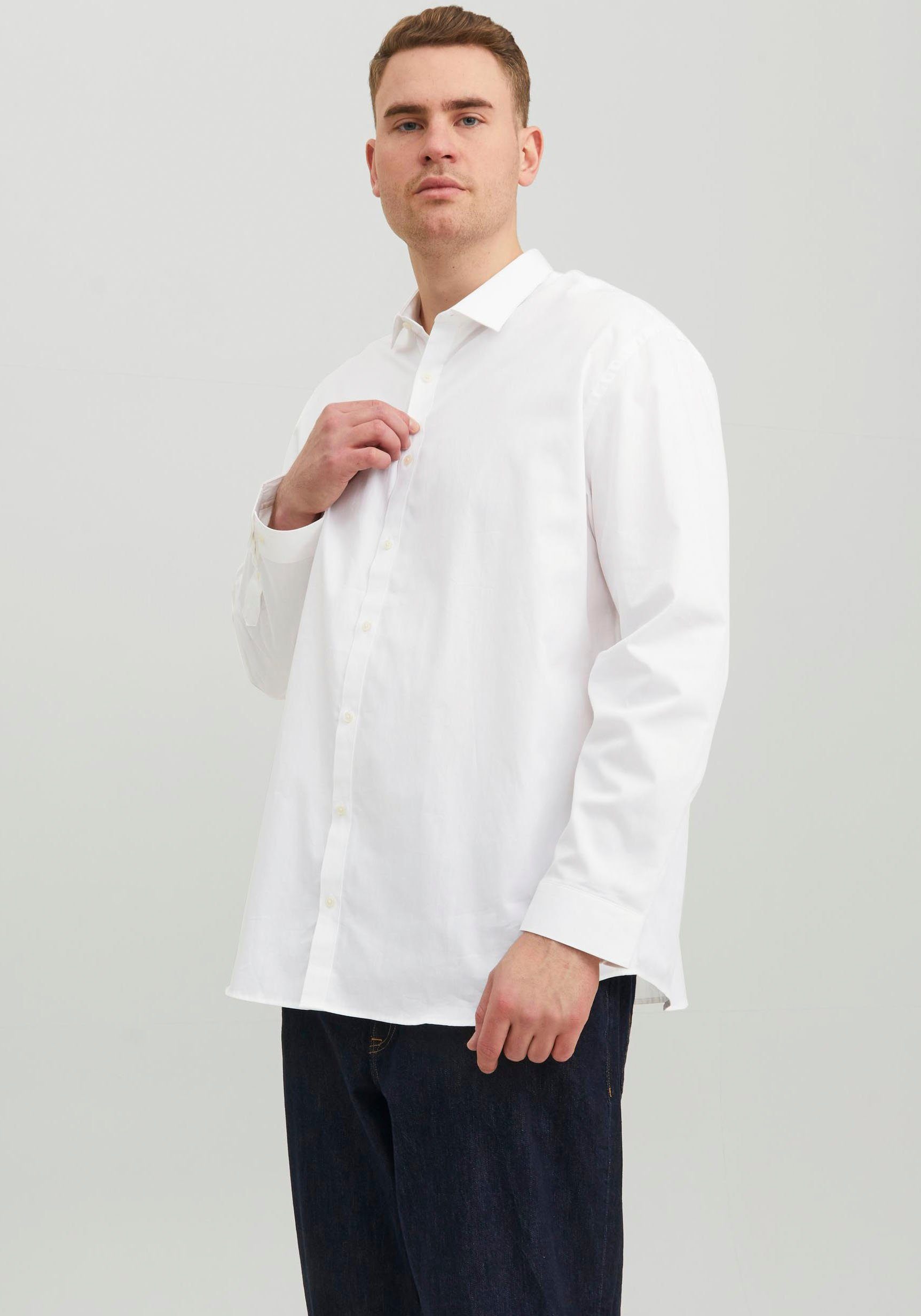 Jack & Jones PlusSize Langarmhemd white JPRBLACARDIFF SHIRT