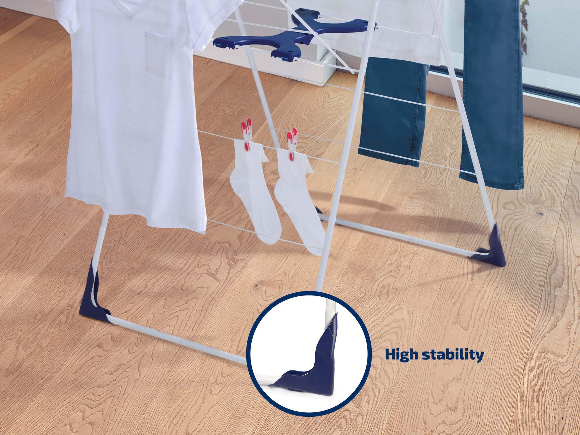 Leifheit Wäscheständer Standtrockner Classic 200 Flex, 20m Trockenlänge, Flügel höhenverstellbar, Indoor und Outdoor