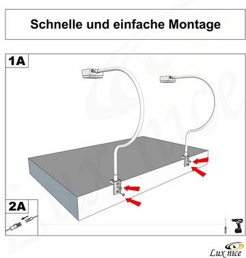 Yu Yang Bettleuchte 9CH, LED fest integriert, Warmweiß, LED Leseleuchte, Warmweiß, 2er Set, mit Trafo, mit flexiblem Schwanenhals