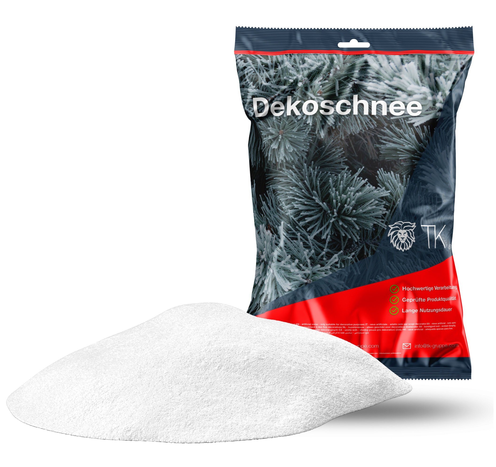 Weihnachtswunder® Streudeko 3x Kunstschnee Dekoschnee täuschend echt - weich - ca. 1000 ml Schnee, (Packung 3-tlg), weich / fluffig