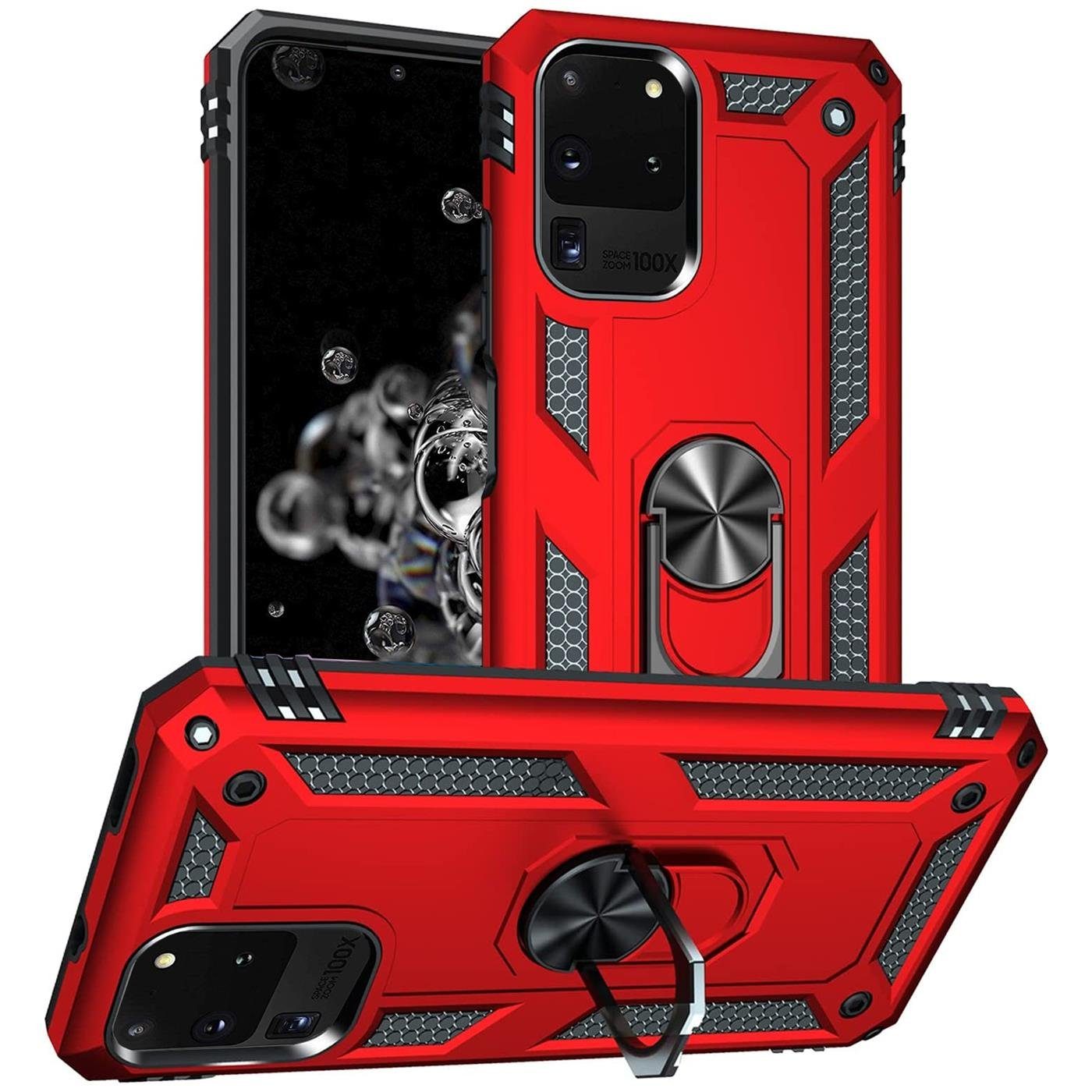 CoolGadget Handyhülle Armor Shield Case für Samsung Galaxy S20 Ultra 6,9 Zoll, Outdoor Cover Magnet Ringhalterung Handy Hülle für Samsung S20 Ultra