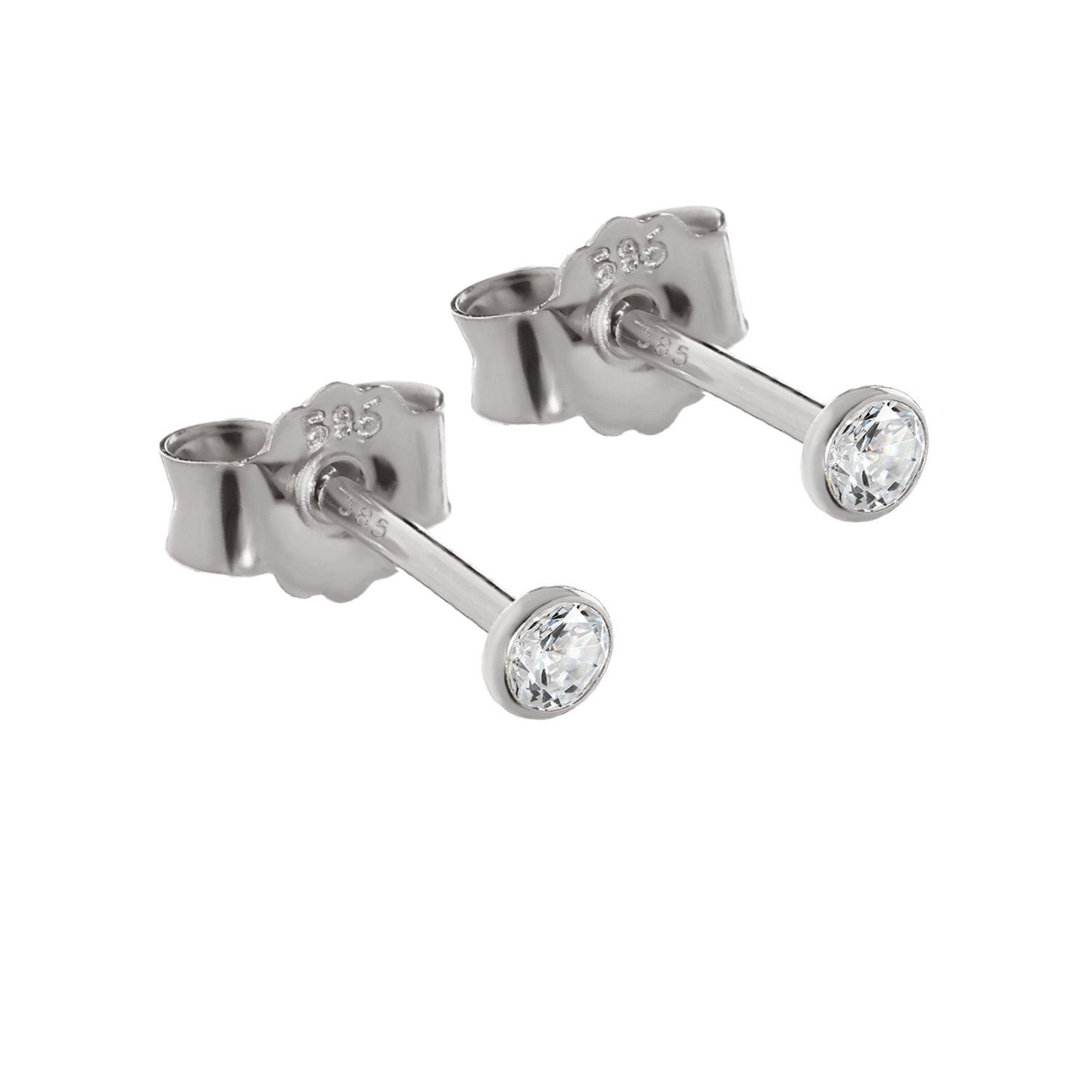NKlaus Paar Ohrstecker Paar 2,3mm Ohrstecker Weißgold 585 Gold Ohrringe 1 ( günstig online kaufen