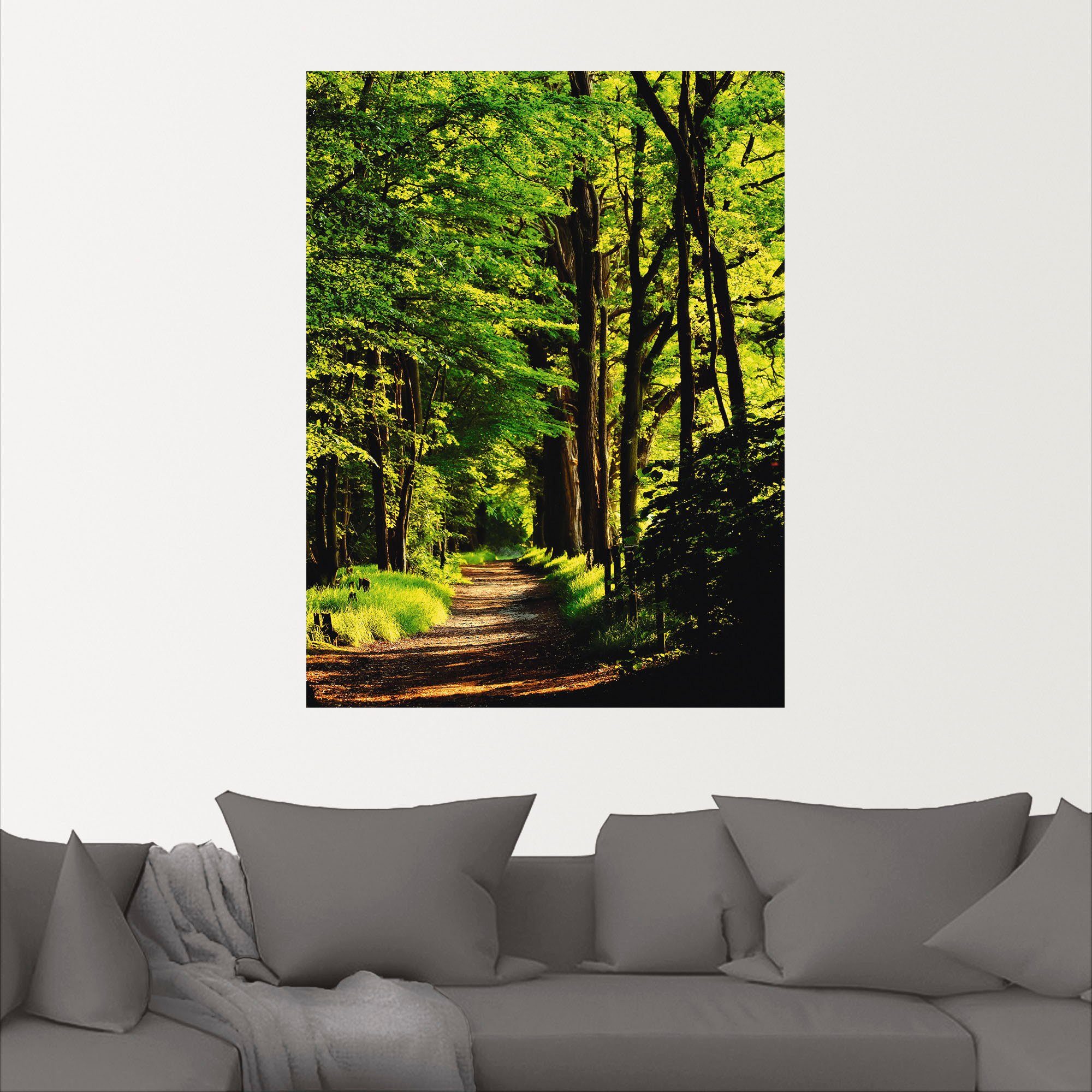 im Wandbild Größen Wandaufkleber Weg Poster Artland oder (1 Wald, Wald Alubild, St), als in versch. Leinwandbild,