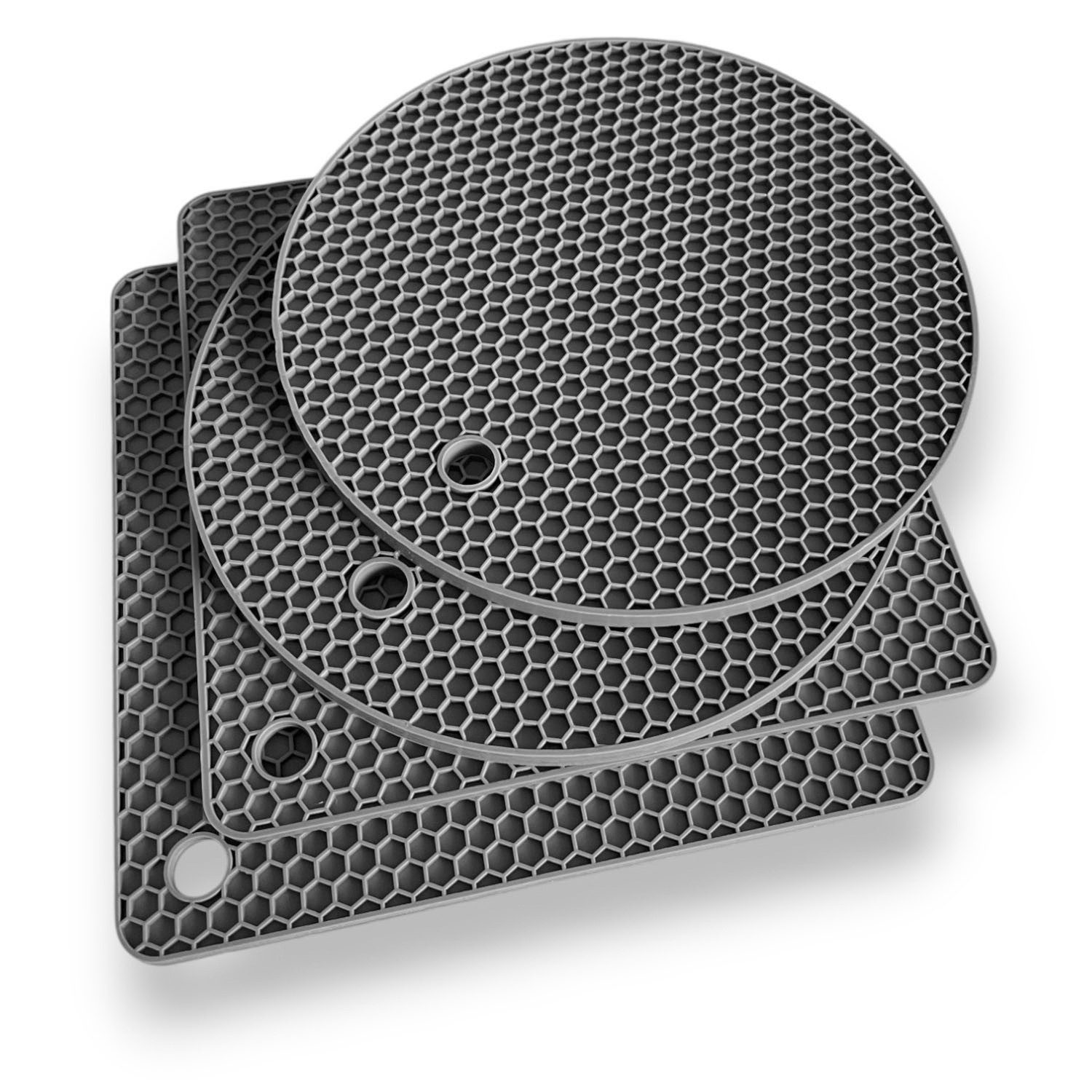 Camolo Topfuntersetzer 4er Set Silikon Topf Untersetzer grau - hitzebeständig, 4-tlg., hitzebeständig bis 230°C, rutschfest