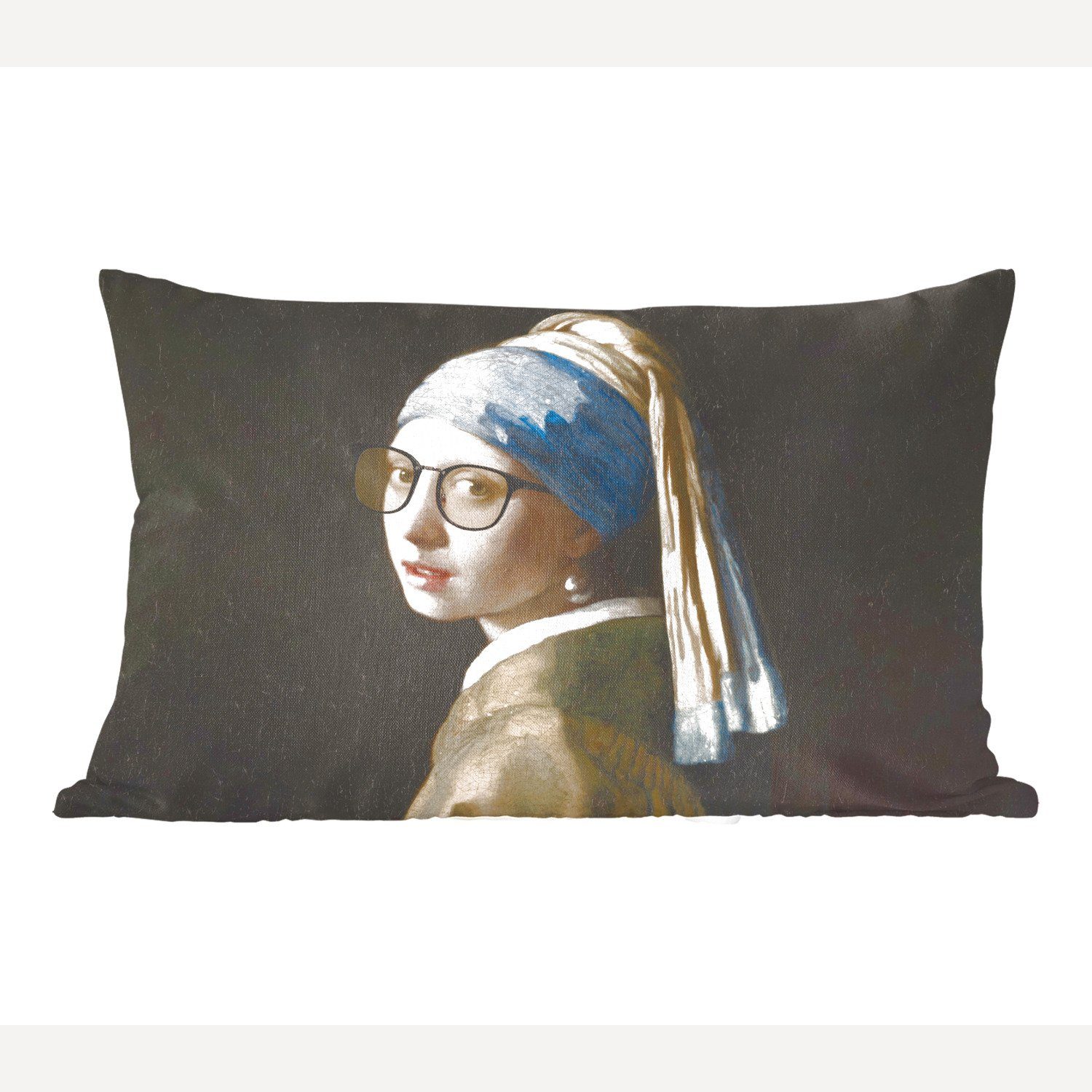 MuchoWow Dekokissen Das Mädchen mit dem Perlenohrring - Vermeer - Brillen, Wohzimmer Dekoration, Zierkissen, Dekokissen mit Füllung, Schlafzimmer