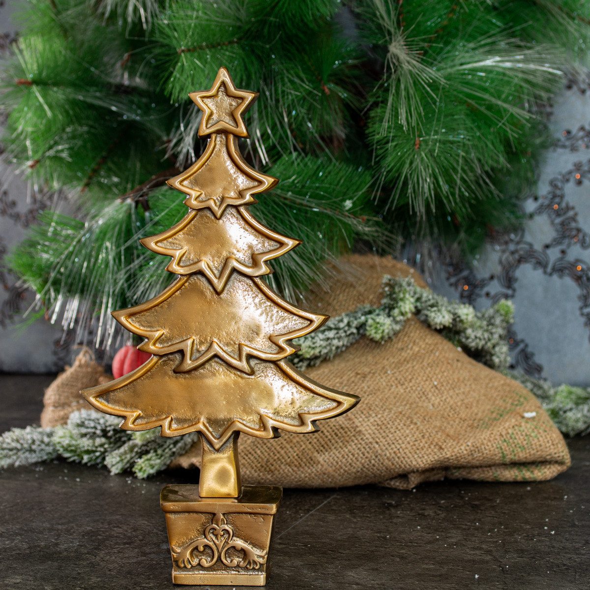 Antikas Weihnachtsfigur Skulptur, Messing, Weihnachtsbaum, Tischdeko zu Weihnachten