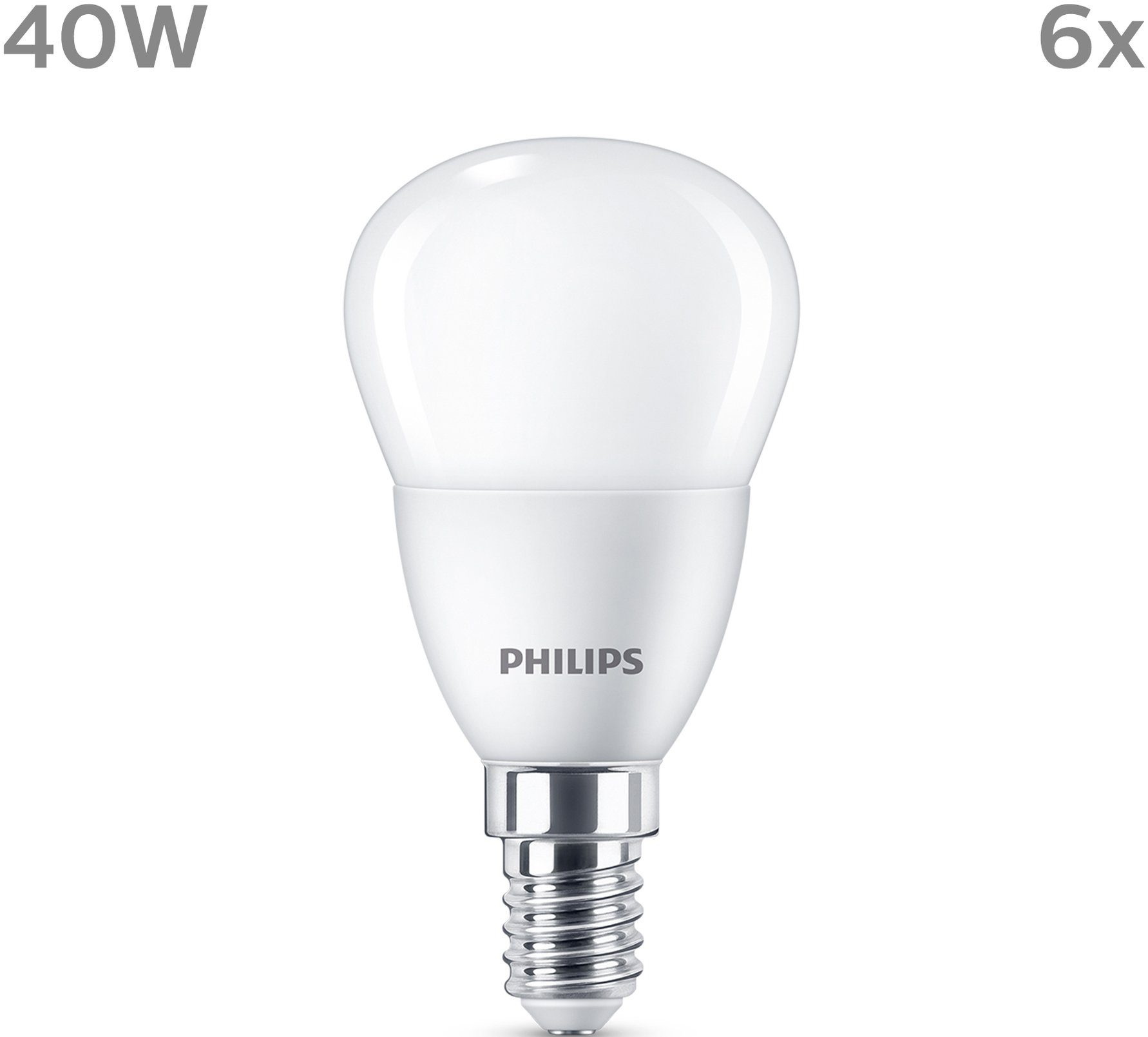 470lm Warmw E14 LED Warmweiß matt 6erP, Philips Lampe classic E14, Tropfe LED-Leuchtmittel 40W