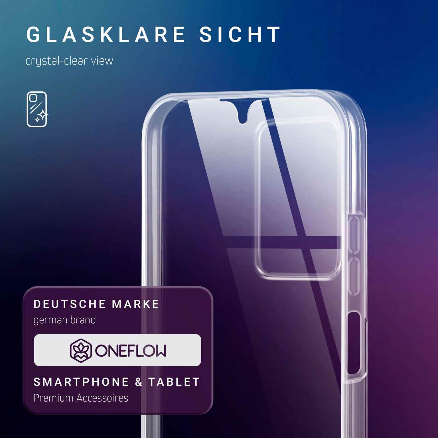 ONEFLOW Handyhülle für Redmi Note 12 Pro 5G Hülle Komplett Schutz Touch Case 6,67 Zoll, 360 Grad Schutzhülle Transparent Rundumschutz Durchsichtig Beidseitig
