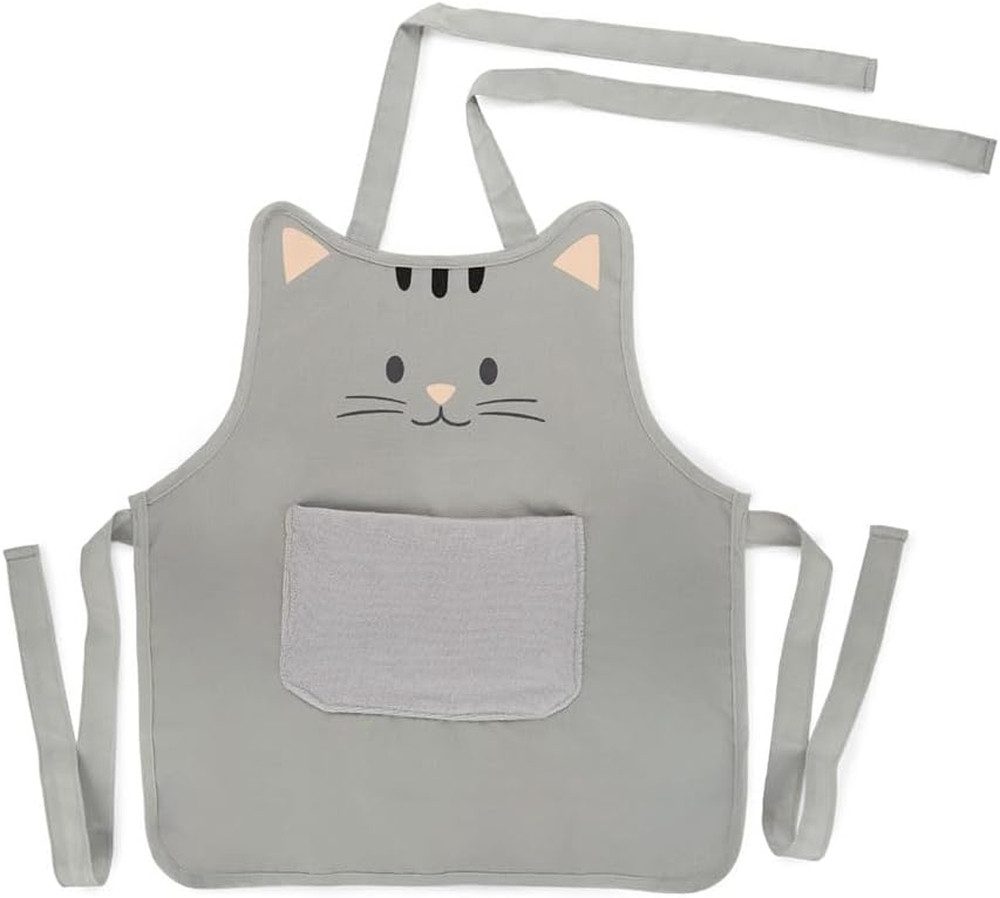 WestCraft Kochschürze Kinderschürze Kitty mit Taschen für 2-6 Jahre Kinder Mädchen Schürze, (1-tlg), Sie verfügt über ein verstellbares Halsband und einen Taillengürtel