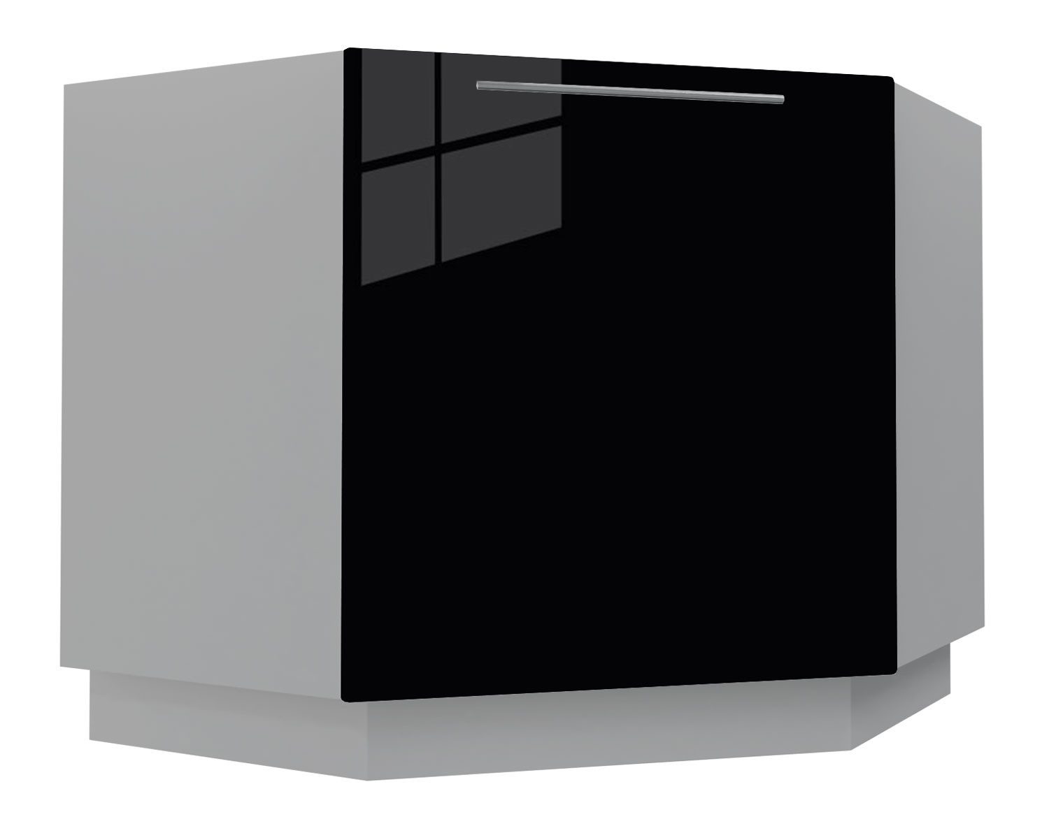 Feldmann-Wohnen Eckschrank Platinum (Platinum, 1-St., Kücheneckunterschrank) 84x84cm grau / schwarz Hochglanz / Topfkarusesll