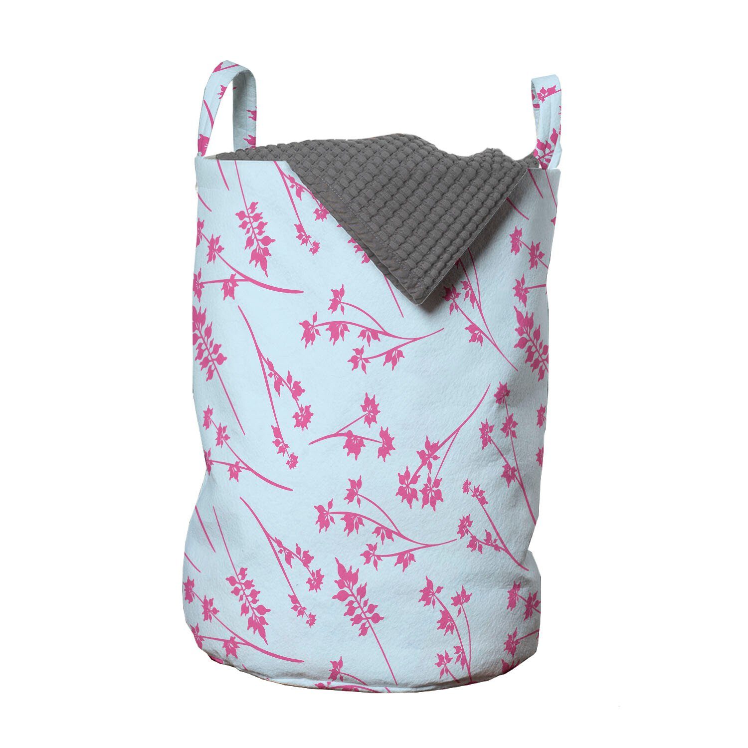 Abakuhaus Wäschesäckchen Wäschekorb mit Griffen Kordelzugverschluss für Waschsalons, Blau Und Pink Soft-botanischer Sommer