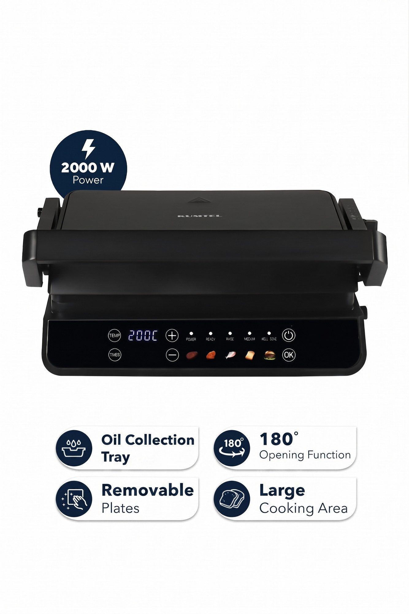 Opviq Sandwichmaker TTM-10, 2000 W, 2000 W, 180° Öffnung, Cool Touch
