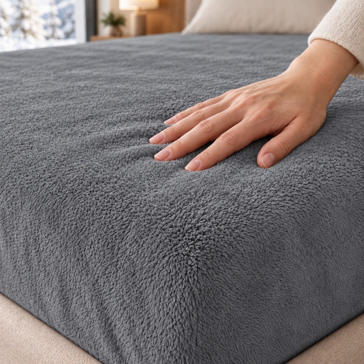 One Home Spannbettlaken Winter Cashmere Touch, Fleece, Gummizug: rundum, (1 Stück), flauschig weich warmes Teddy Plüsch – Bild 3 von 5