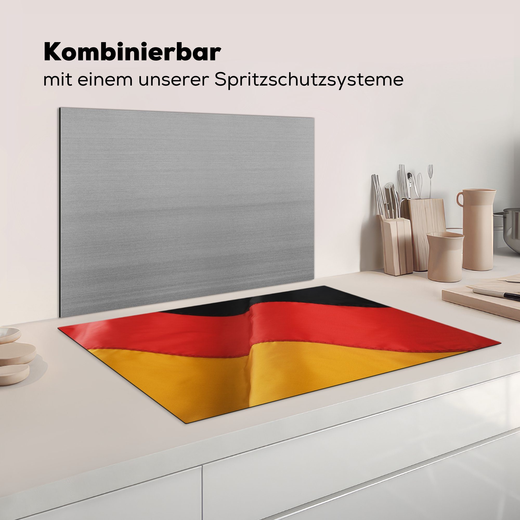 Flagge, Gewellte Induktionskochfeld für MuchoWow cm, deutsche Vinyl, 81x52 die tlg), Herdblende-/Abdeckplatte küche, Ceranfeldabdeckung (1 Schutz