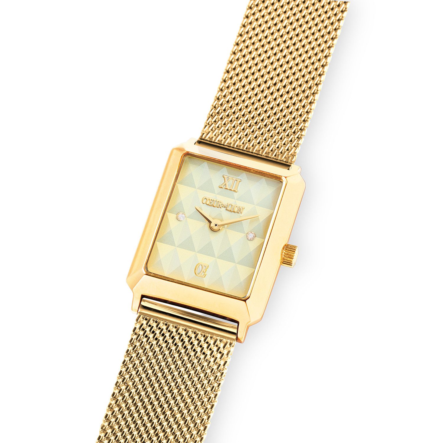 COEUR DE LION Quarzuhr Uhr Iconic Spikes gold Milanaise Edelstahl gold 7672/70-1616, Armbanduhr, Damenuhr, Edelstahlarmband, analog, Swarovski®-Kristall