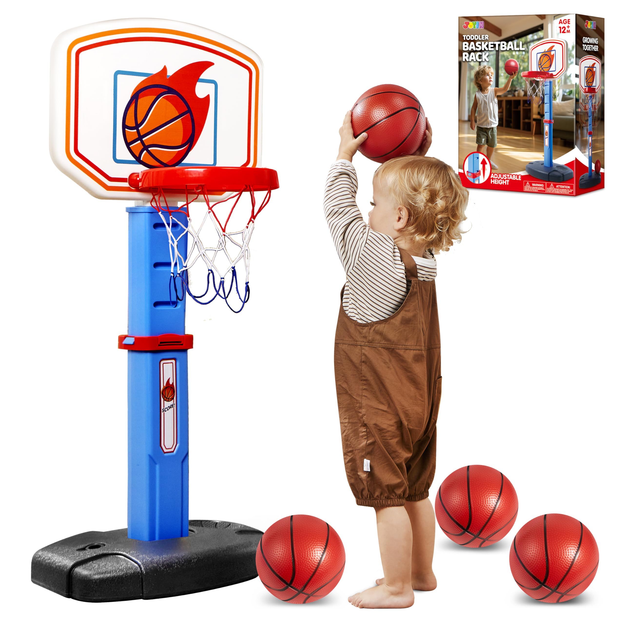 JOYIN Basketballkorb JOYIN Kinder-Basketballkorb, höhenverstellbar, mit 4 Bällen