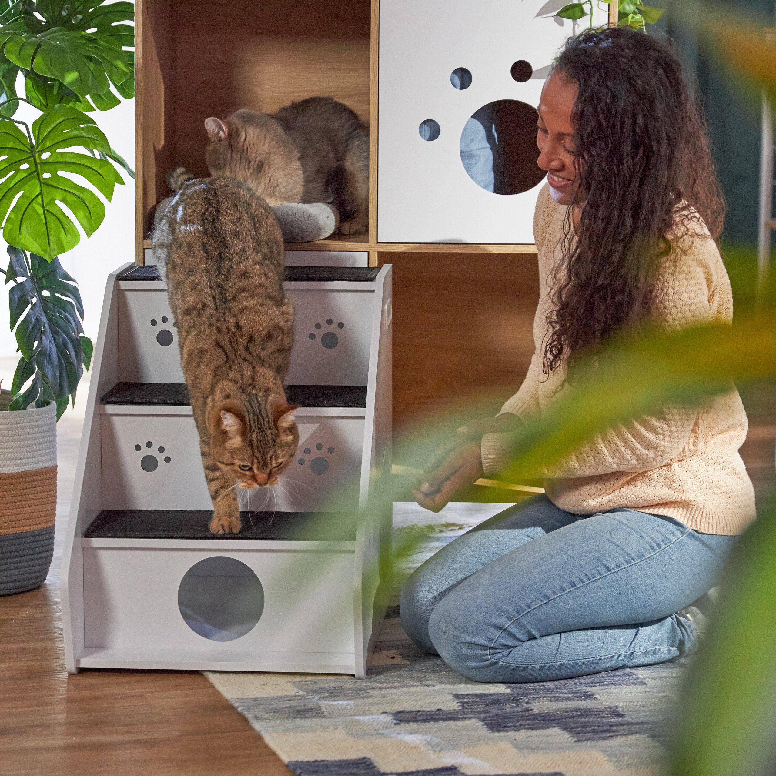 relaxdays Haustiertreppe Hundetreppe mit 3 Stufen