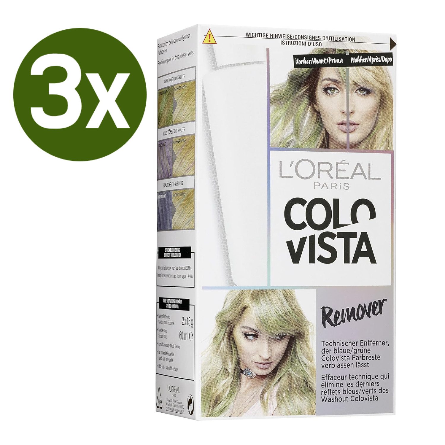 L'ORÉAL PARIS Haarfarben-Entferner Colorista Remover Kit Entfärber für das Haar (2 x 15 g + 60 ml), 3-tlg.