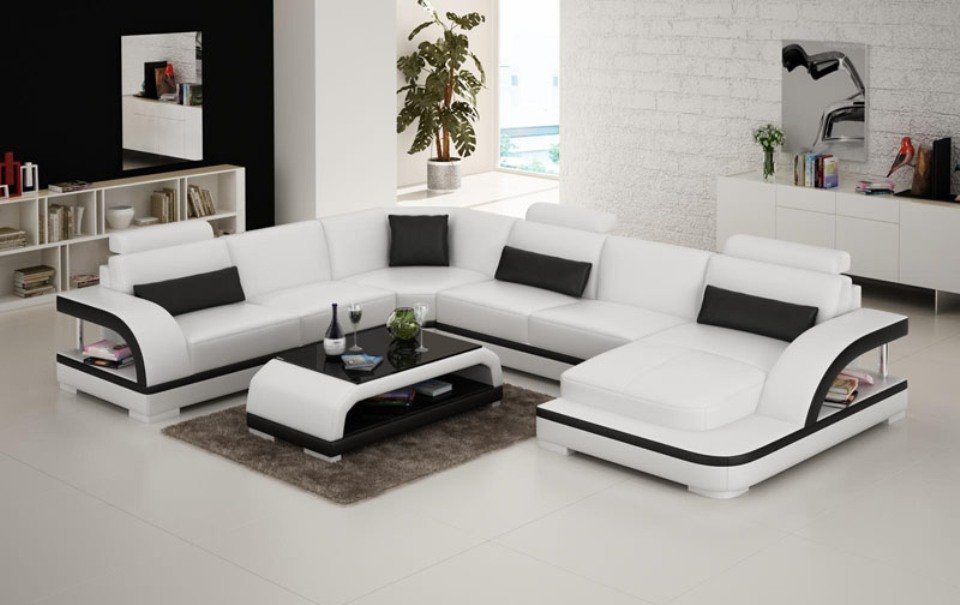 Ecksofa, Ledersofa Ecksofa Eck Wohnlandschaft JVmoebel Design Modern Sofa Couch