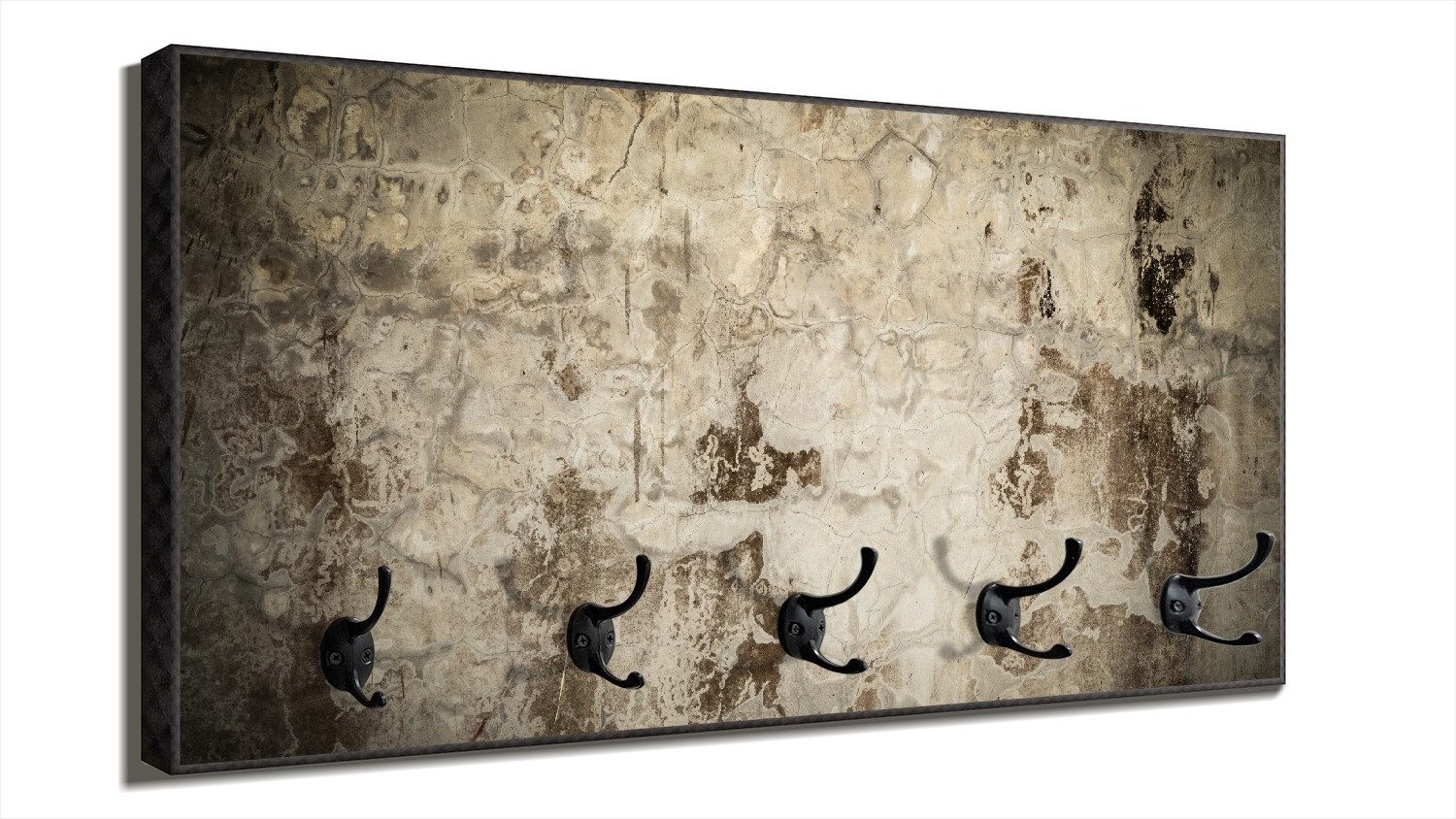 Wallario Garderobenpaneel Alte schmutzige Wand aus Beton mit abblätternder Farbe (1-teilig, inkl. Haken und Befestigung), 80x40cmHolz
