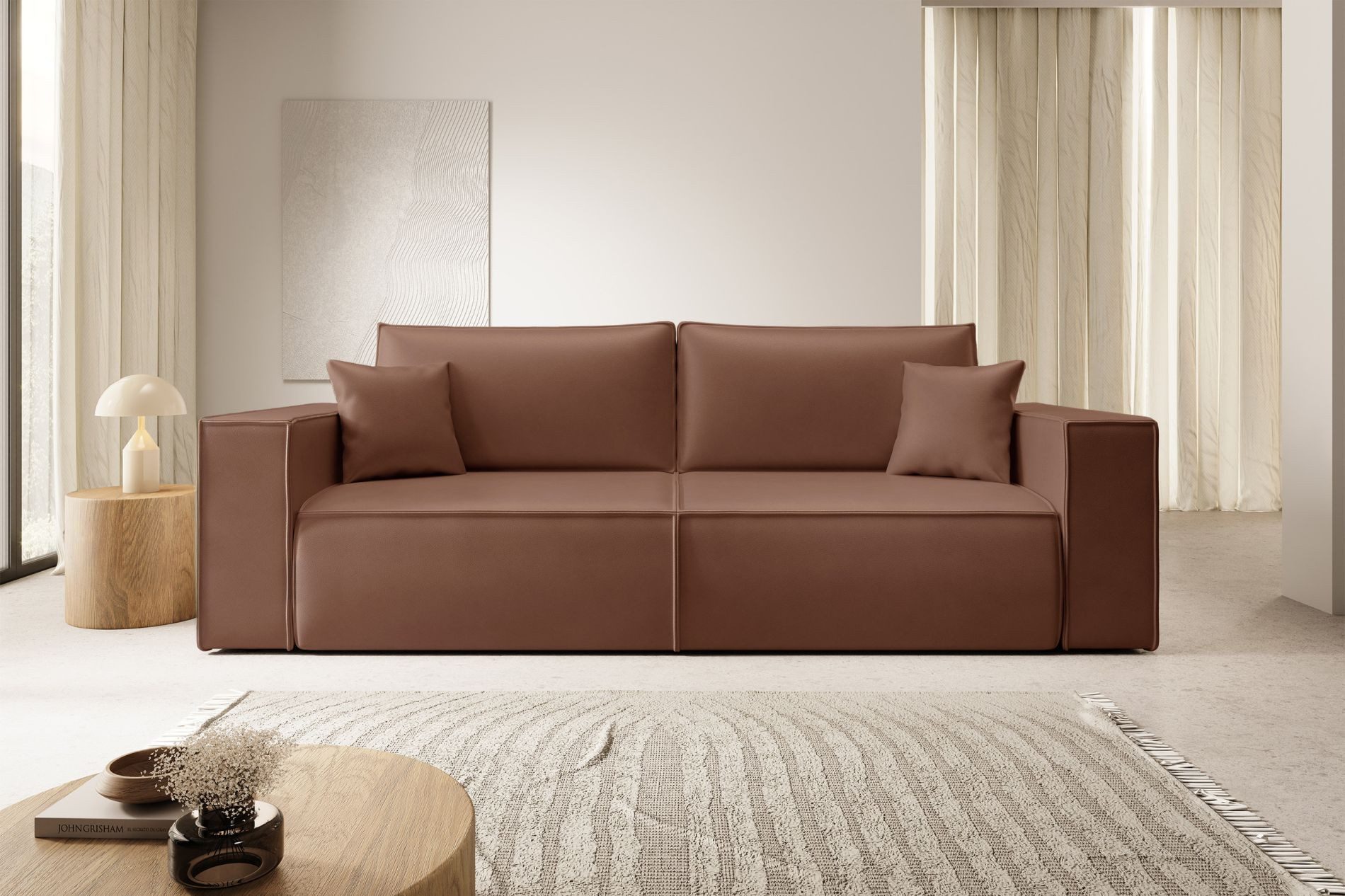 Selsey Schlafsofa, 3-Sitzer Sofa mit Bettkasten, Schlaffunktion, Kunstleder