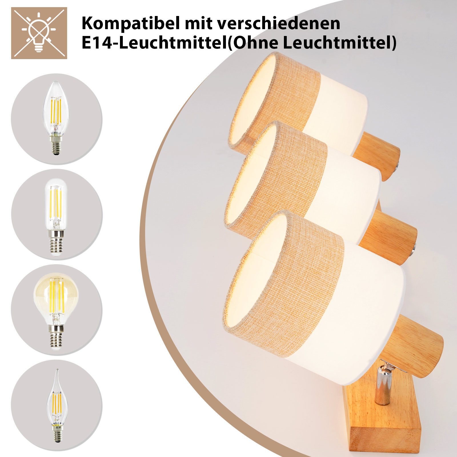 ZMH Deckenleuchte 3 Flammig E14 Deckenstrahler Vintage Deckenspot Schwenkba günstig online kaufen