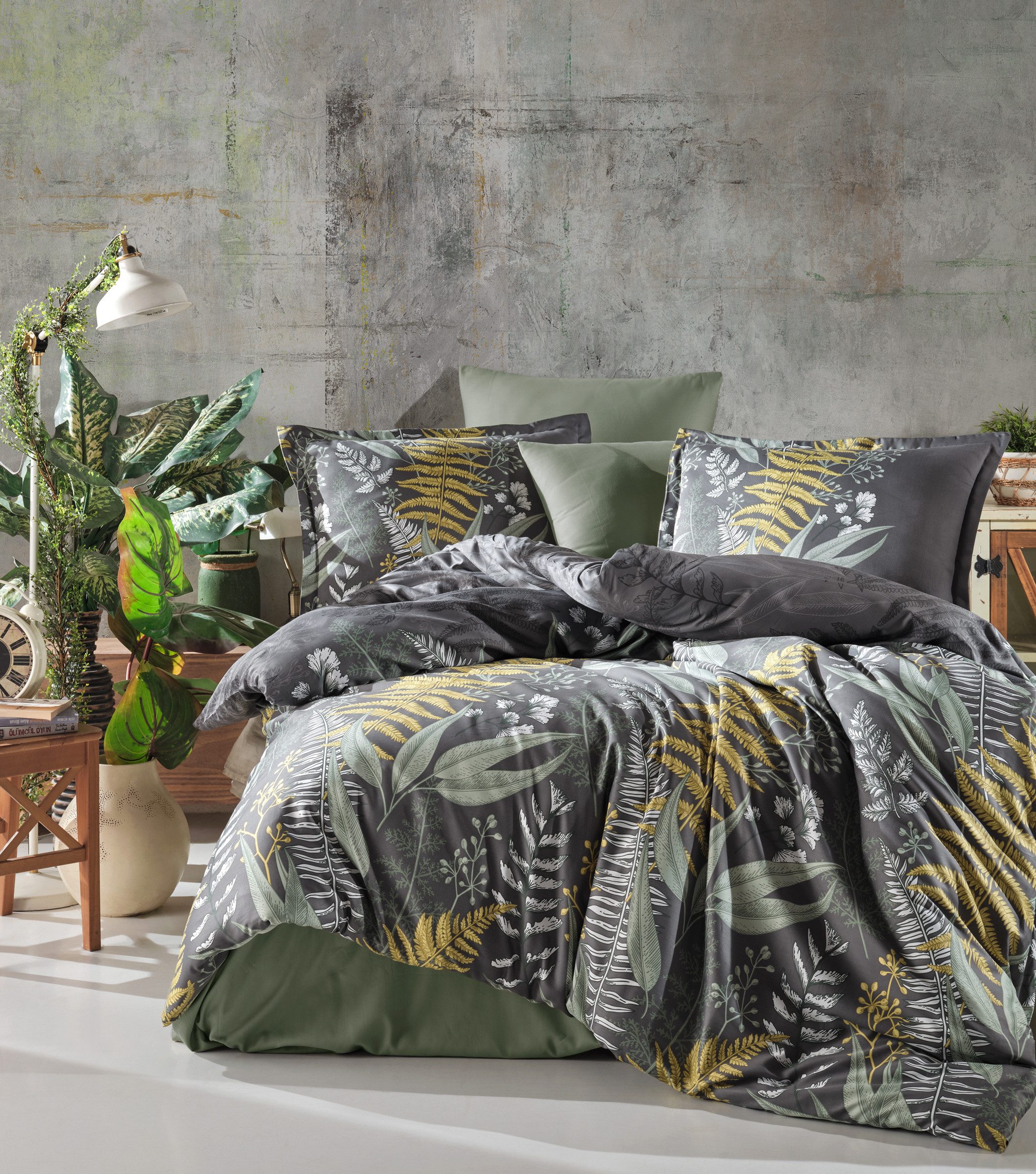 yadetextil Bettwäsche Satin Bettwäsche 240x220 cm. 5 teilig set. Botanica, günstig online kaufen