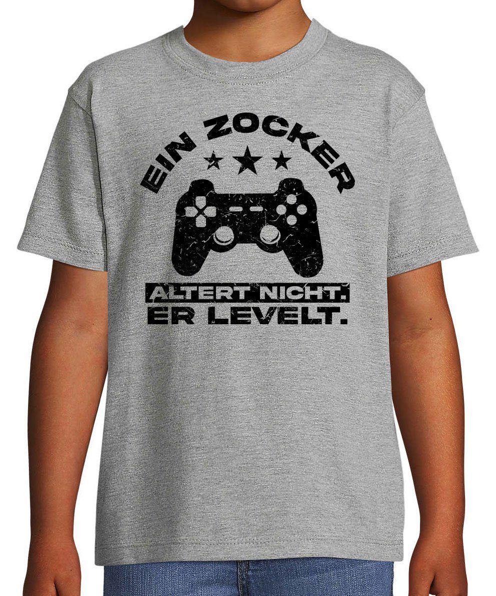 Youth Designz T-Shirt Ein Zocker altert nicht, er LEVELT! Kinder Shirt mit Controller Frontprint