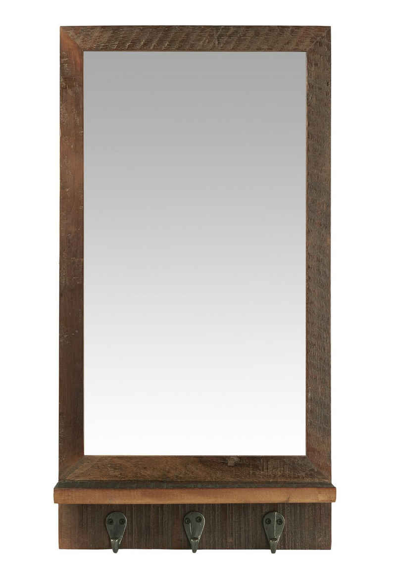 Ib Laursen Wandspiegel Wandspiegel Spiegel mit 3 Haken Ablage Holz Unika Ib Laursen 21008-00