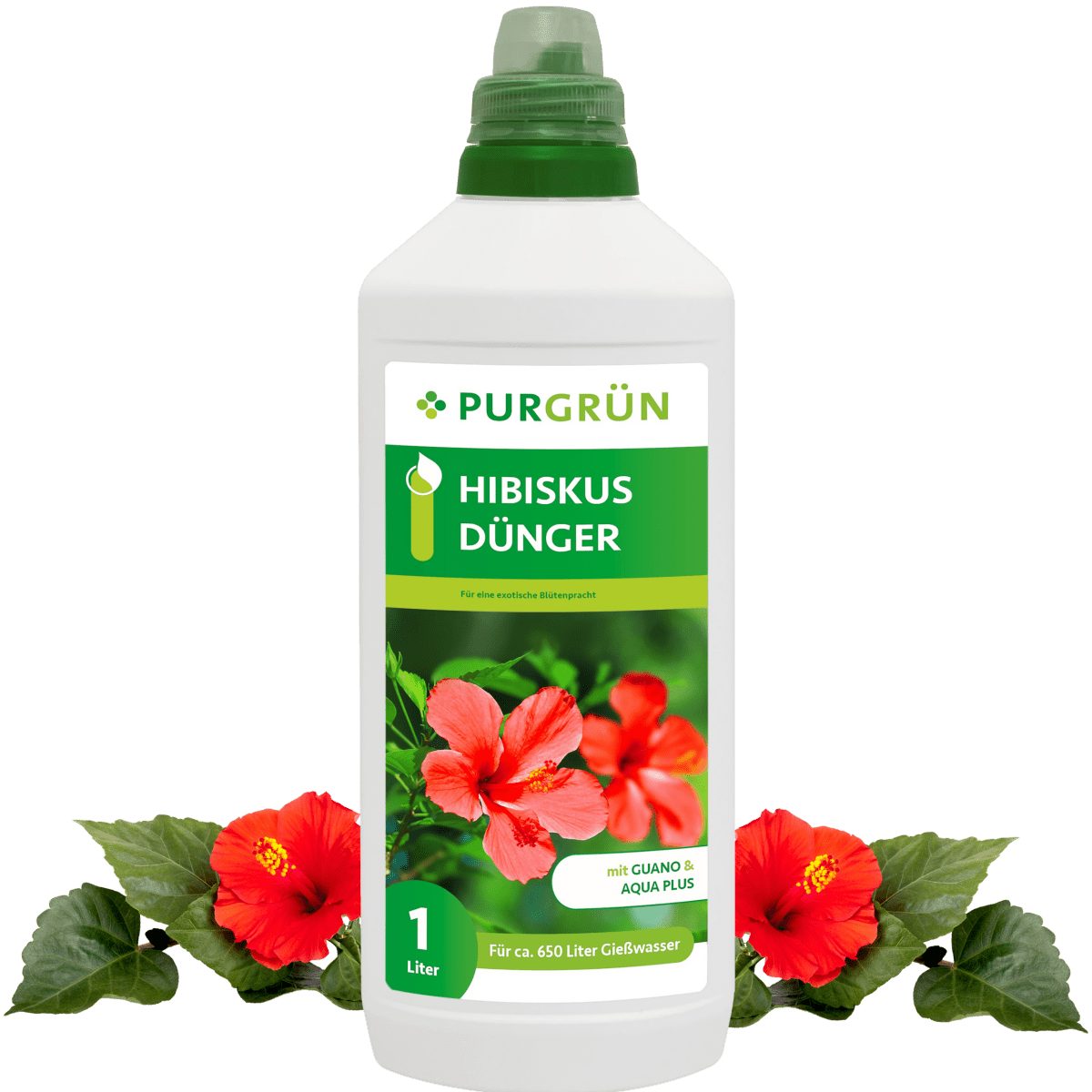 Blumendünger Purgrün Hibiskus Dünger, NPK 8+8+6, Guano, 1 Liter