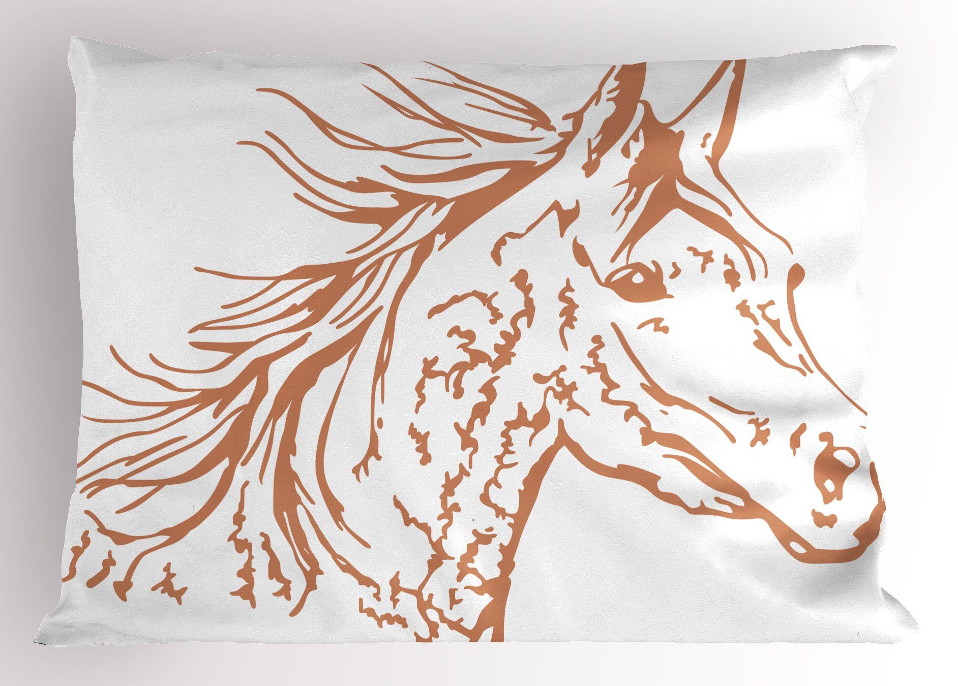 Kissenbezüge Dekorativer Standard King Size Gedruckter Kissenbezug, Abakuhaus (1 Stück), Tier Flüchtige Pferdezeichnung Kunst