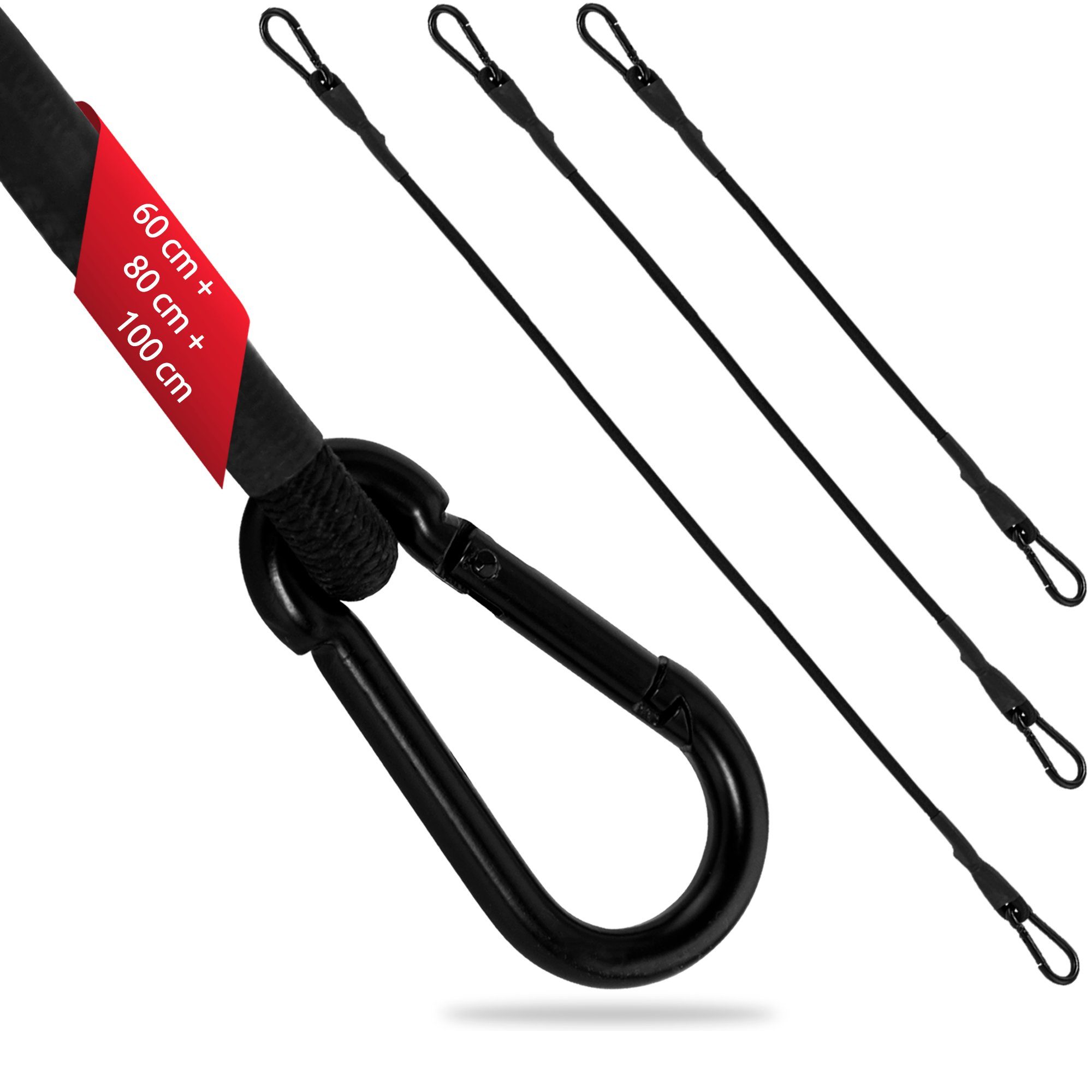 ECENCE Spanngurt 3x Spanngummi mit Karabiner 1x100cm, 1x80cm, 1x in (3-St)