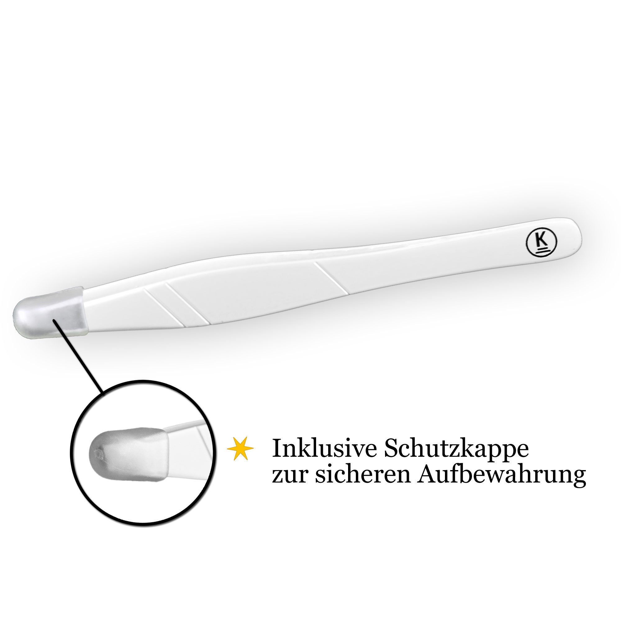 K-Pro Augenbrauenpinzette Pinzette zur Haarentfernung Edelstahl (Weiß) Schräg 1 Stück Profi